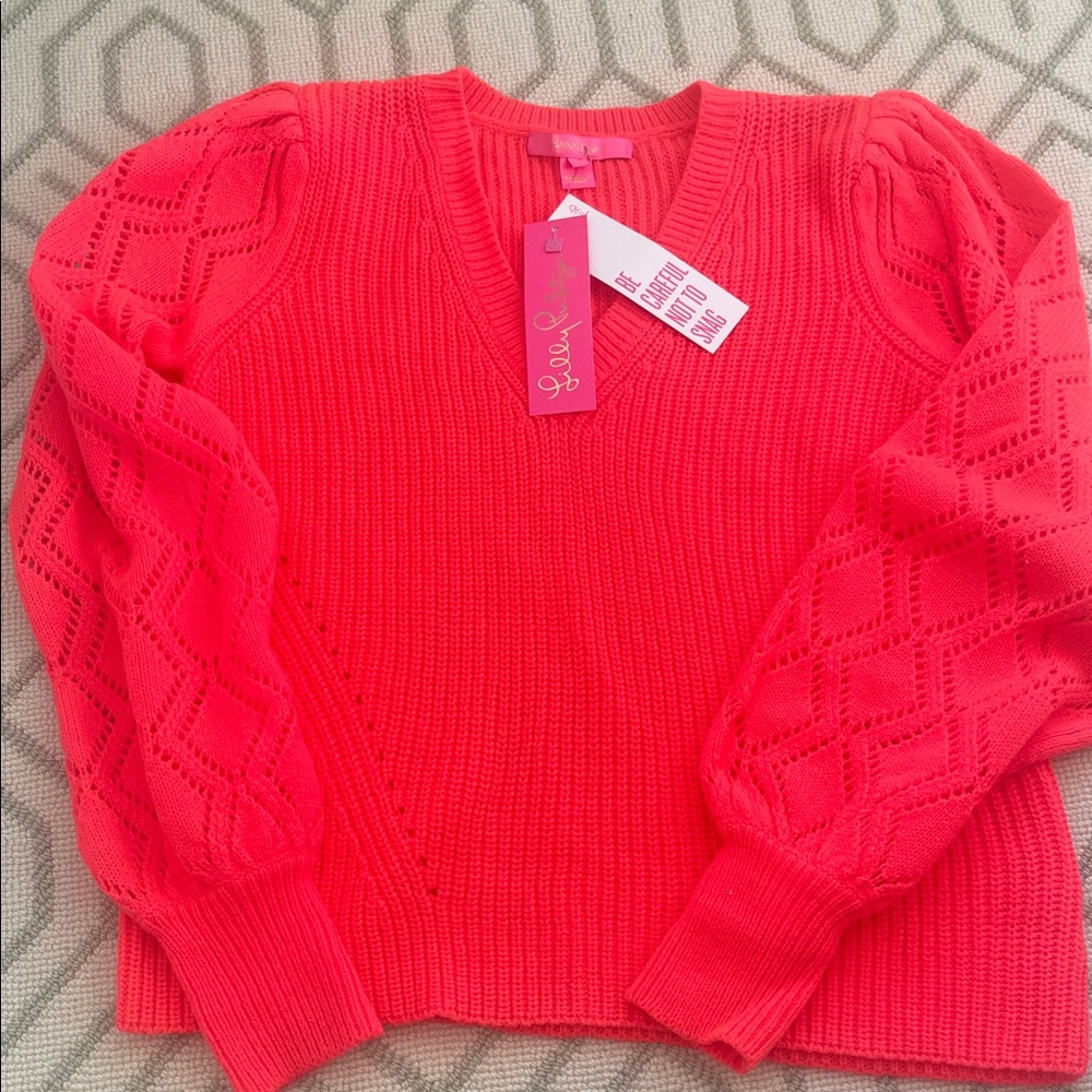 Pink Sweater with Lace Sleeves